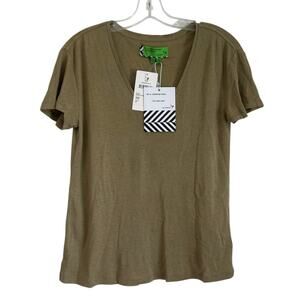 NWT Sandrine Rose V-Neck T-Shirt – Beige/Green – Women’s XS